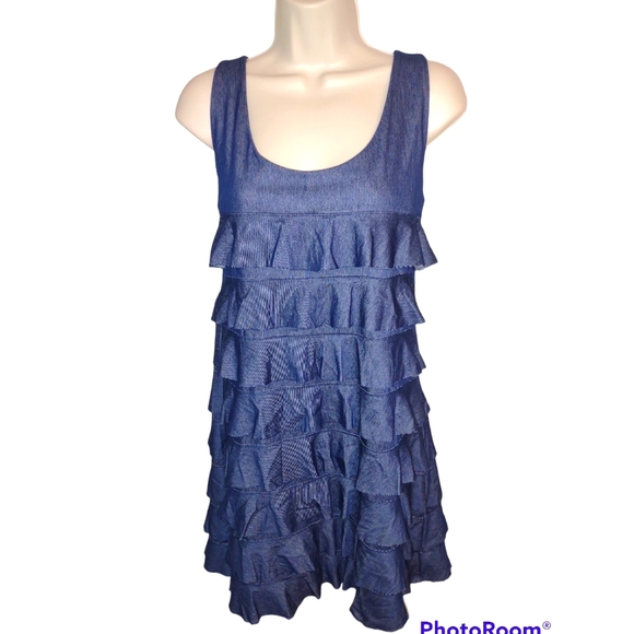 Bundle-Acid wash crop top with denim look dress. Size Large - Picture 2 of 8